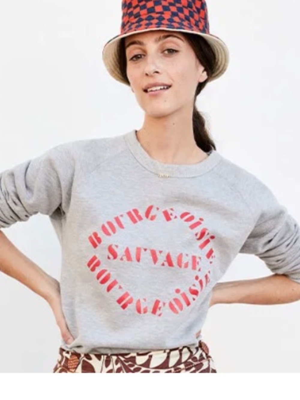 Clare V Bourgeosie Sauvage Sweatshirt in Light Gray Size M - Picture 2 of 7